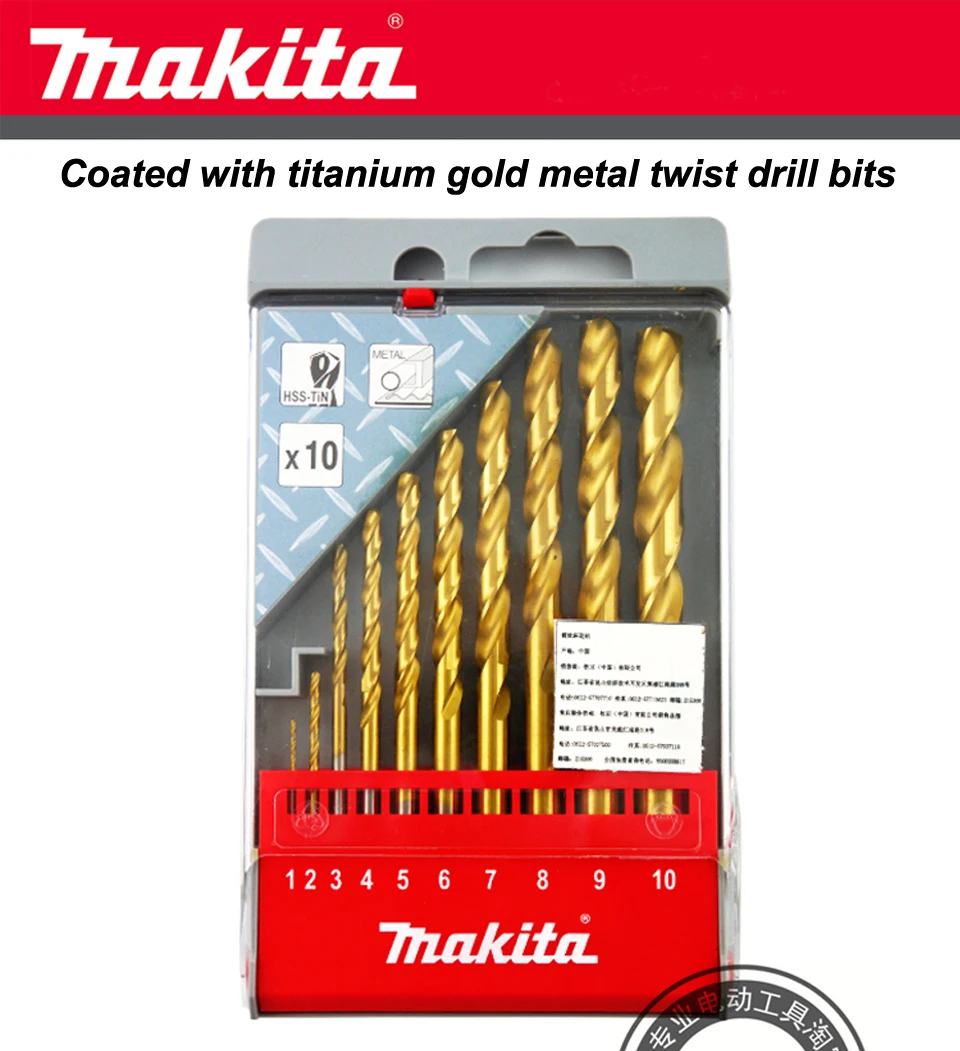 Genuine Drill Impact Coated Use Titanium Gold Metal Twist Bits With Mixed Set 10PCS Kits | Power Tool Accessories