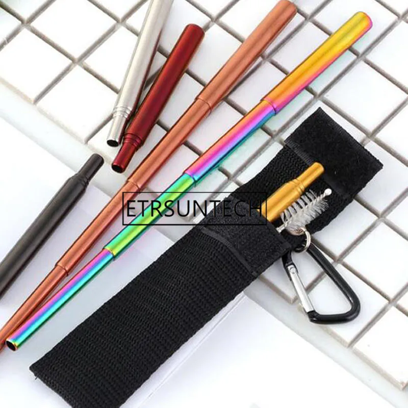 300 шт складная металлическая солома Портативная Складная многоразовая Питьевая