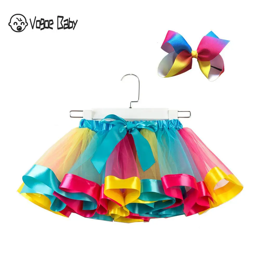 Повязка на голову с бантом Радужная юбка пачка Одежда для маленьких девочек