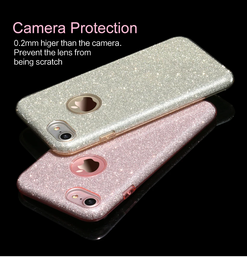 Kerzzil Luxury 3 in 1 Bling Glitter Card+PC Hard Case For iPhone 6 6S 5 Clear Colorful Candy Color Cover iPhoneX 7 Plus |