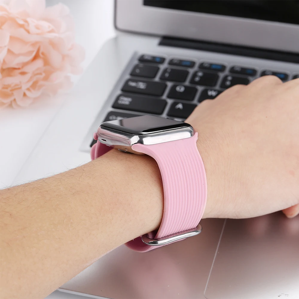 VIZCANNOE Новый кремния классический пряжки спортивные полосы для Apple Watch Series замена