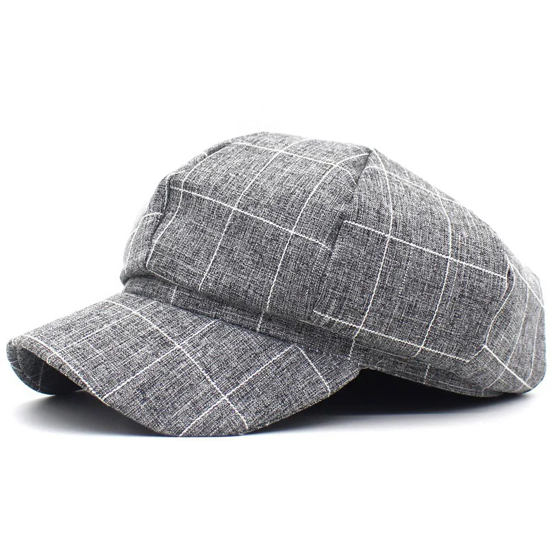 2019 New Arrivals Women Beret fashion plaid Octagonal Cap Hats Stylish Artist Painter Newsboy Caps Black Grey Beret Hats