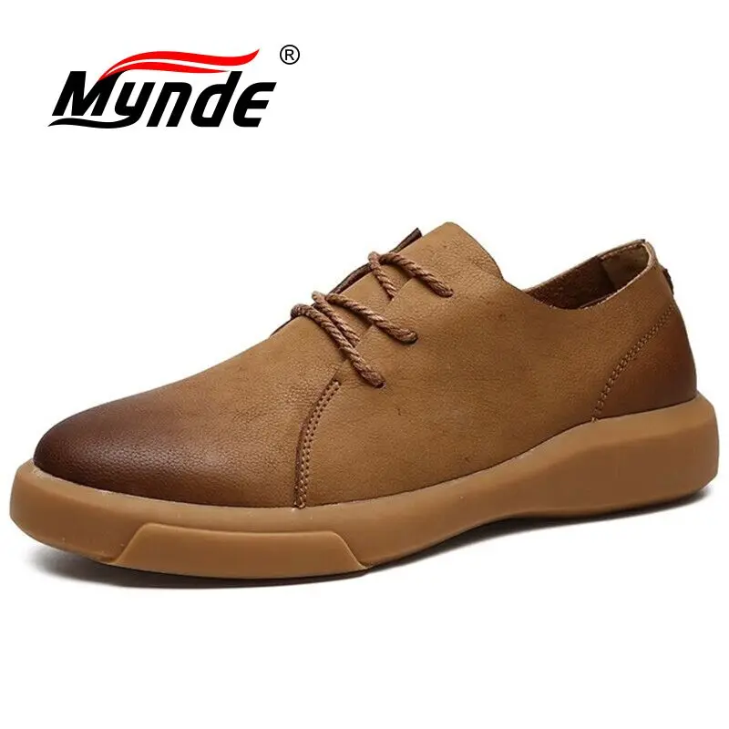 Мужские Винтажные Лоферы ручной работы из кожи на плоской подошве большие