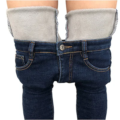 GKjean02 blue Women Winter Jeans Fashion Thicken Warm Women's Skinny Pants Blue High Waist Stretch Zip Fly with Button Closure Women Pants - Цвет: GKjean02 blue