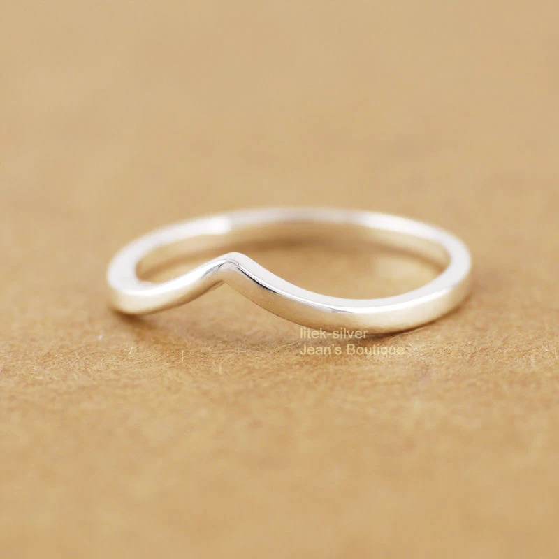 Кольцо средней длины на палец из стерлингового серебра 925 пробы Wishbone Chevron Dainty