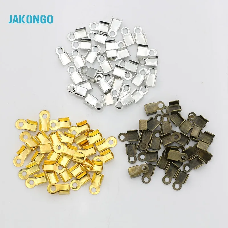 

Crimp End Beads Jewelry Findings For Pendant Bracelet Necklace Imitation Rhodium Iron Accessories 100pcs/lot 9x4mm