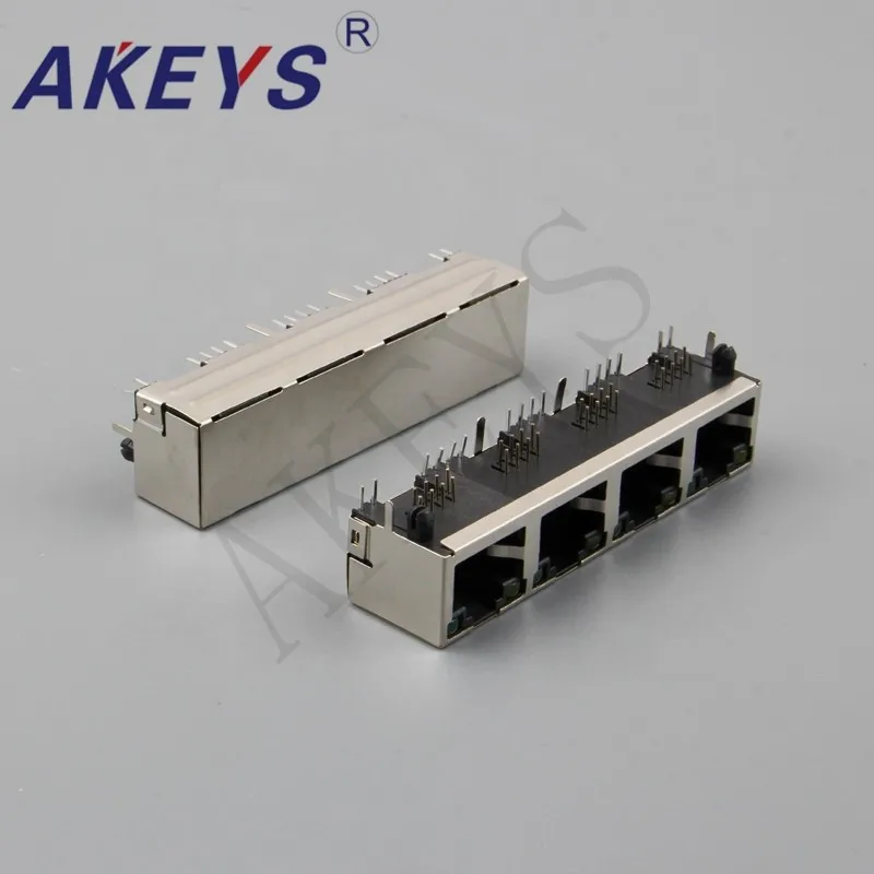 2 шт. 56 светодиодный 10/100/1000 base tx 90 градусов 1x4 порта экранированный разъем ethernet