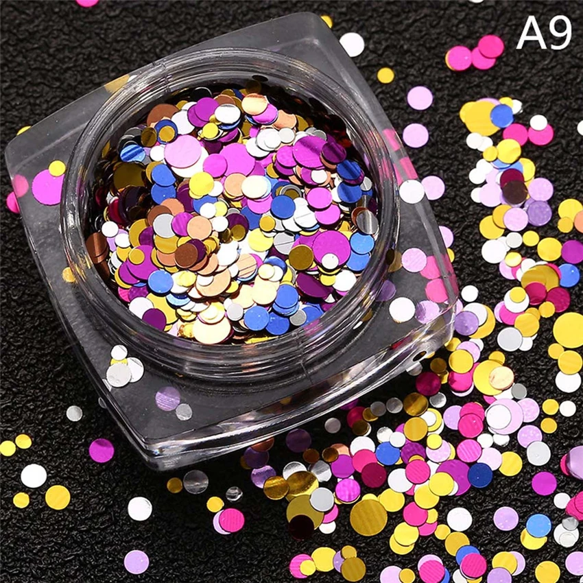 I Nail foil 1.5g Hot Fashion Mixed Mini Round Thin Nail Art Glitter Paillette Nail Tip Bottle Gel adesivi unghie 0108 X0424 1 10 - Цвет: I