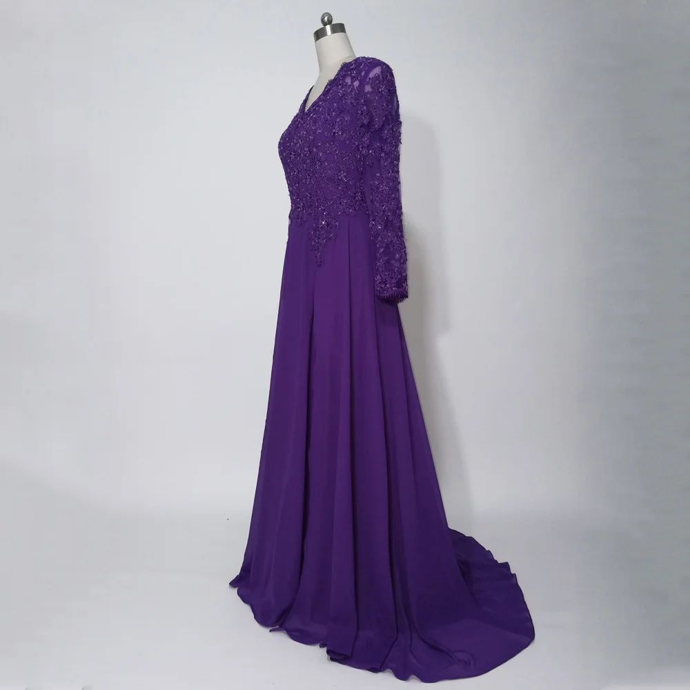 JIERUZIE robe de soiree кружевные аппликации вышитые бисером Длинные рукава Вечерние платья с Боковым Разрезом вечерние платья для матери невесты