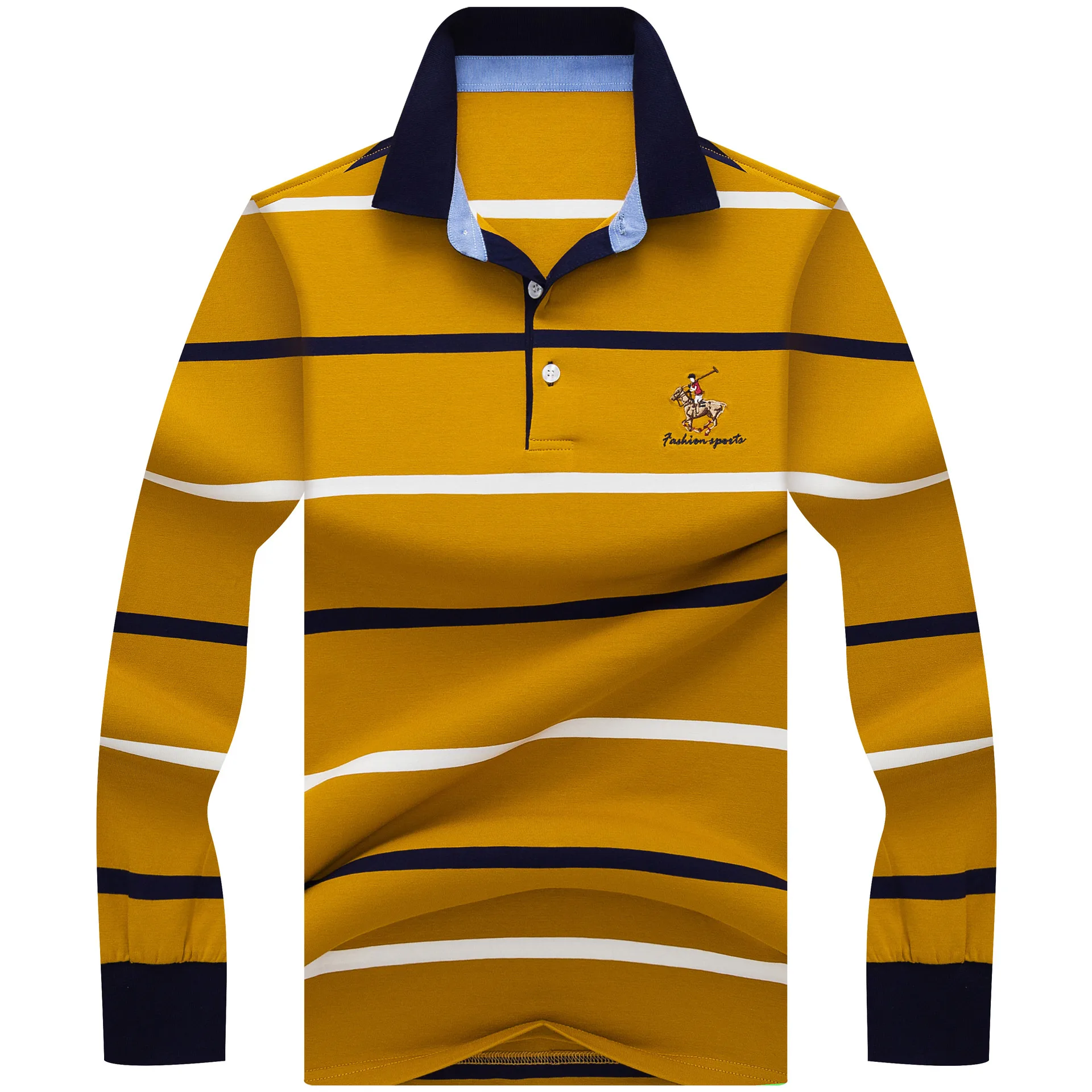 Высокое качество 2018 модные зимние мужские рубашки поло с длинным рукавом