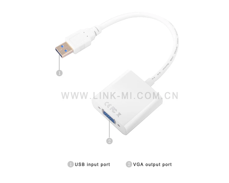 LINK-MI UV03 HD видео 1080 p Mini USB 3,0 to VGA адаптер Windows 7, Windows 8 совместим с USB 2,0 для ТВ dvd-проектор и