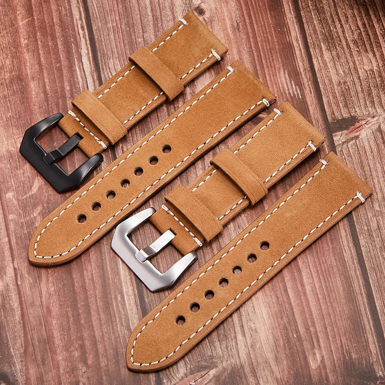 

KZfashion thin leather strap Smart strap Apple series retro watch with spot ultra-thin 20/22/24mm Genuine Leather
