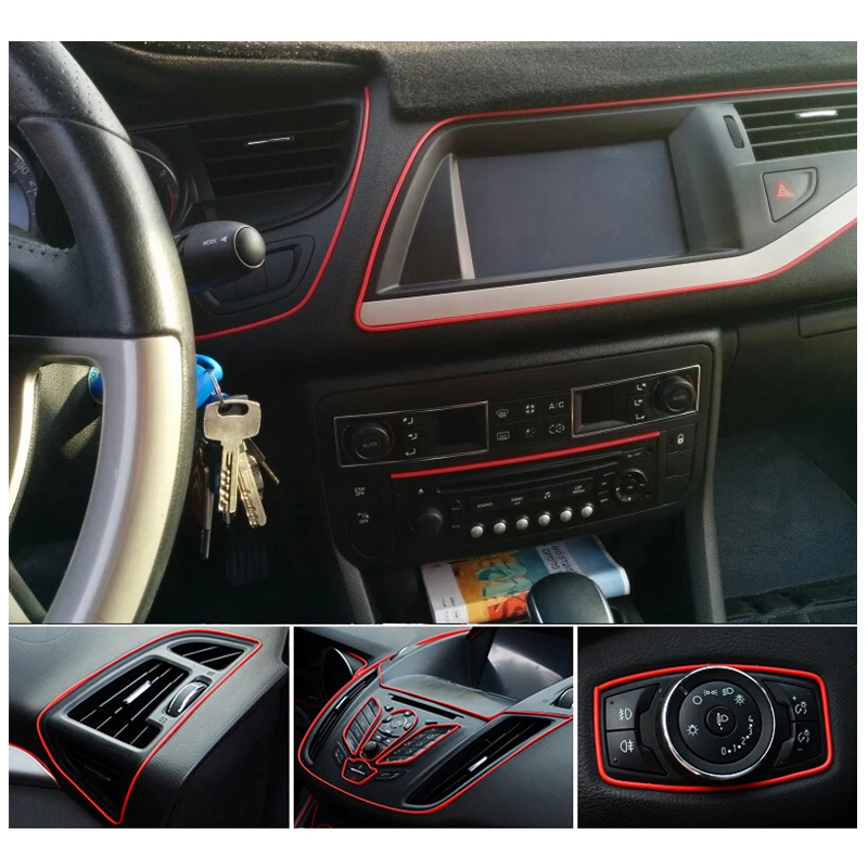 Универсальный автомобильный Стайлинг 5 м гибкие Внутренние Декоративные ленты