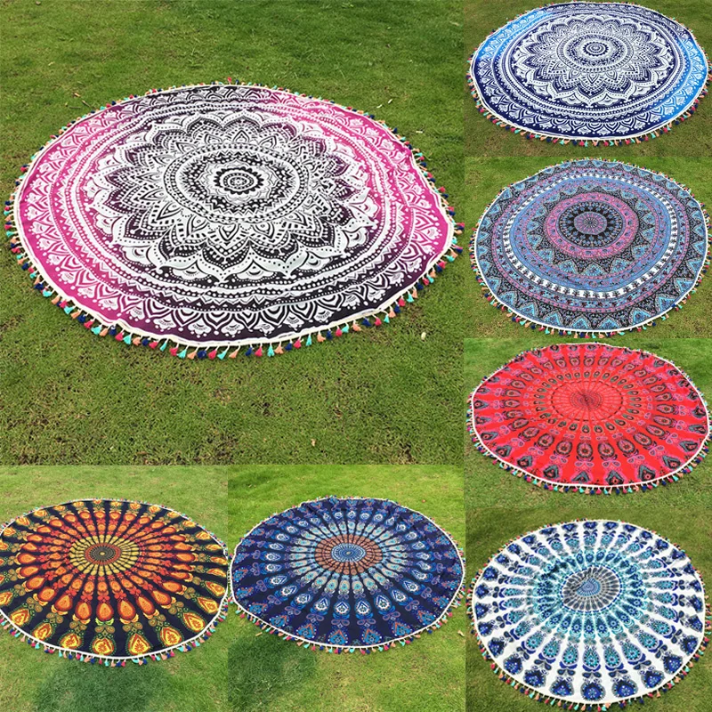 Круглый Мандала Гобелен Индийской Богемной Стене Висели Гобелены Boho Пляж