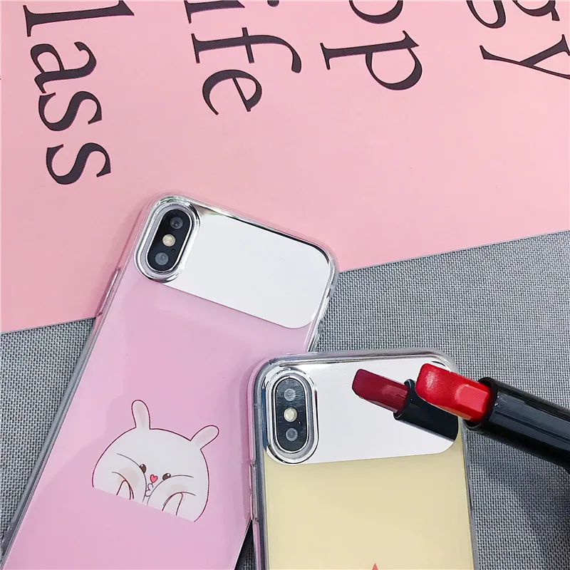 Зеркальная поверхность милый мультфильм жирная щека девушка розовый желтый IMD