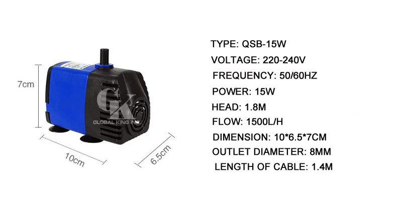 220В Погружной водяной насос для аквариума пруда Powerhead Fountain Fall Hydroponic 15 W 1500LPH |