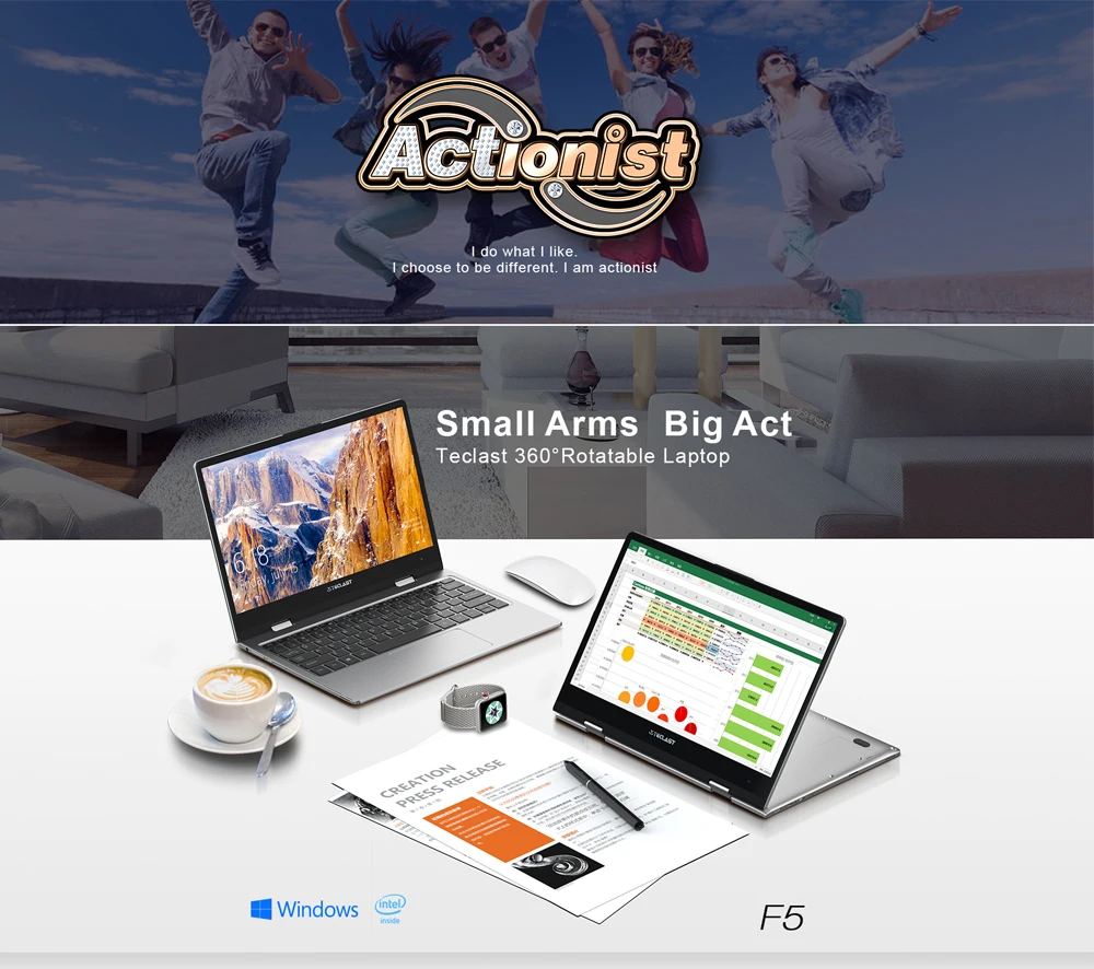 Teclast F5 1920*1080 FHD дисплей 11," 360 Вращающийся ноутбук Intel Celeron N4100 8 Гб ram+ 128 Гб SSD Windows 10 WiFi