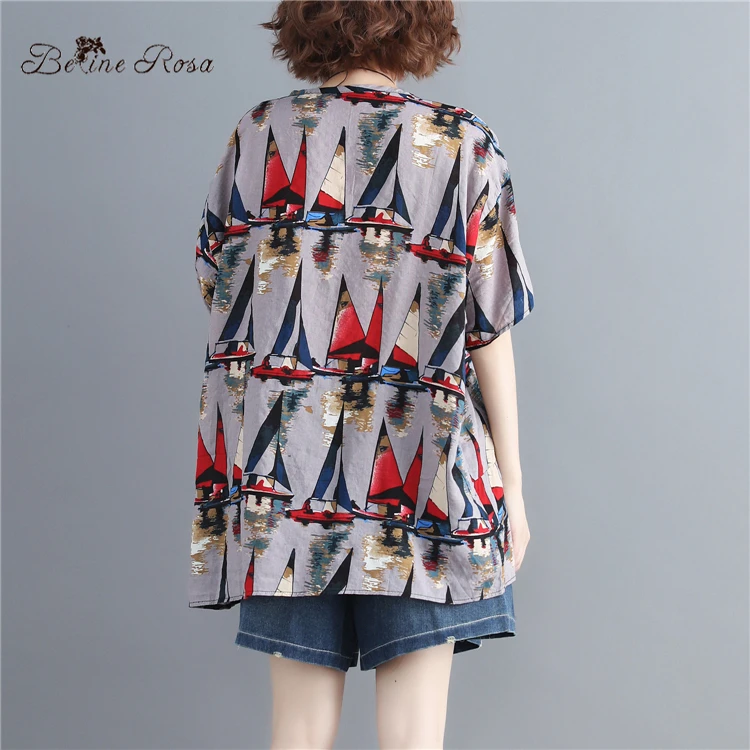 BelineRosa 2019 Летний стиль геометрический принт короткий рукав футболки повседневные