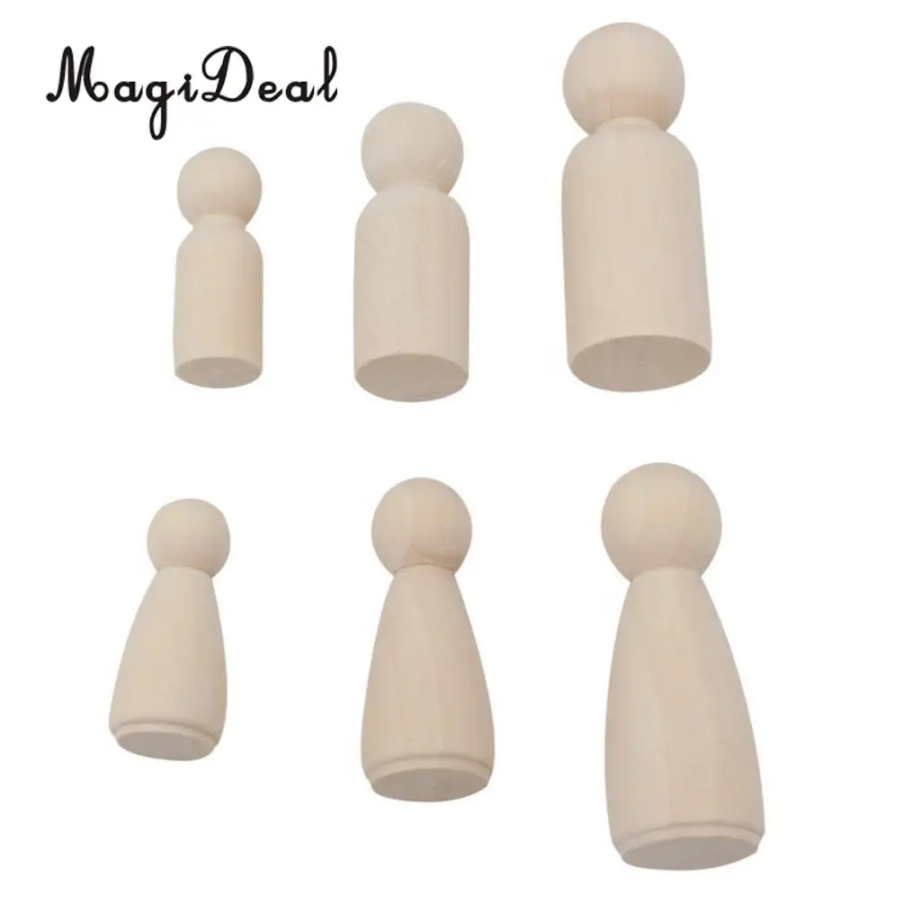 

30pcs Wooden Peg Dolls Natural Unfinished Wood Toy DIY Craft Kid'S Printed Party Wedding Decoration