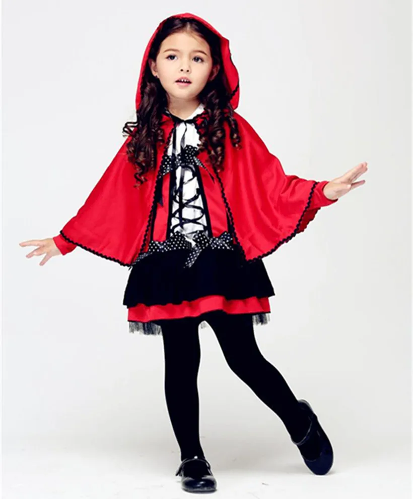 2017 Girls Little Red Riding Hood Costume Child Small Devil Cape Cosplay Halloween Christmas Carnival Party Shows | Тематическая