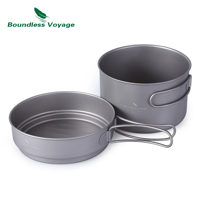 Small pot and pan Безграничный Вояж титановый кастрюля набор со складной ручкой Открытый Кемпинг суп чаша сковорода беспорядок набор посуды для пикника - Цвет: Small pot and pan