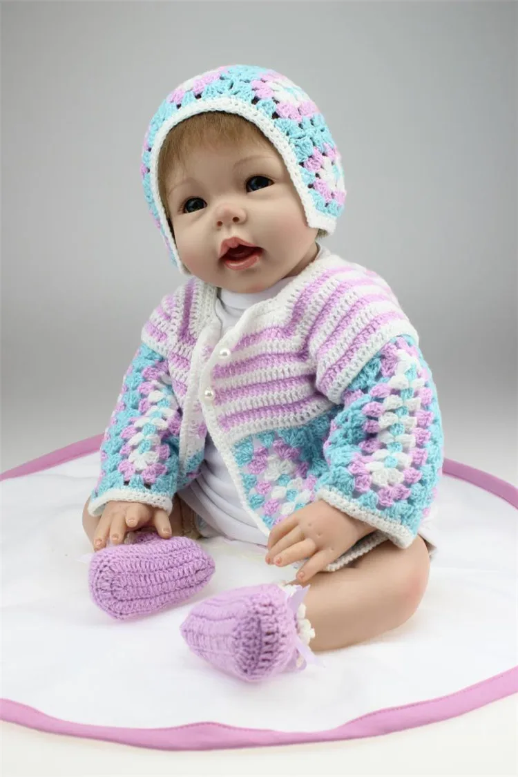 

22 Inch Silicone Reborn Baby Dolls Bebe realista Reborn menina de silicone bonecas children Birthday Gift