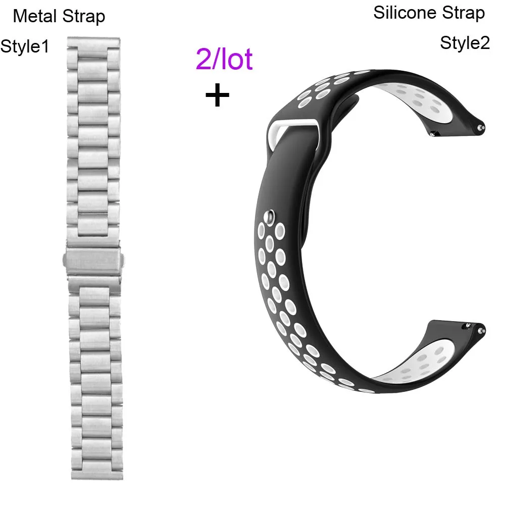 Silver-Black white Браслет для часов Xiaomi Amazfit GTR 47 мм Pace Stratos 2 для samsung gear S3 Galaxy 46 мм ремешок для часов huawei GT 2 46 мм - Цвет: Silver-Black white