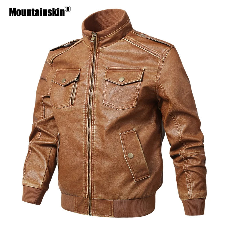 Mountainskin 2020 новые мужские Куртки из искусственной кожи осенние повседневные