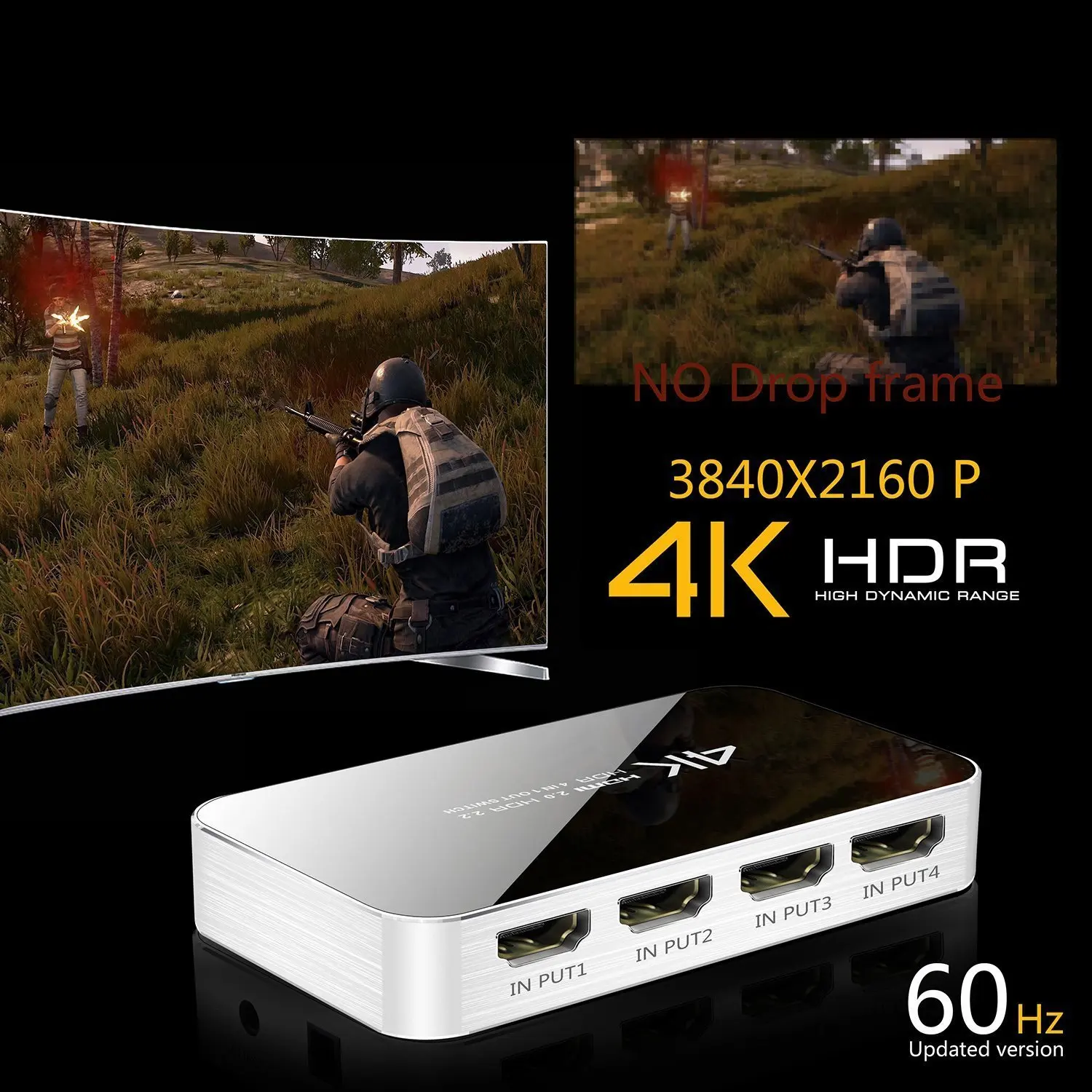 4K HDMI коммутатор с аудио-оптический выход аудио экстрактор функция HDR HDMI ARC HDMI 4 в 1 выход с аудио