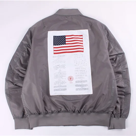Grey Bomber Jacket Классическая мужская куртка-бомбер MA-1 в стиле ретро в стиле хип-хоп, мужская куртка-пилот для выживания в уличном стиле, ветровка - Цвет: Grey Bomber Jacket
