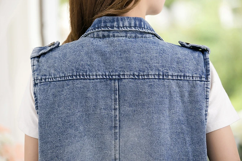 Женский джинсовый жилет бойфренда размера плюс с дырками повседневный длинный