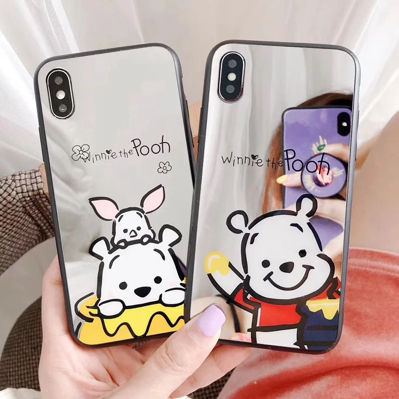 3D stereo mirror cartoon bear mobile phone case for iPhone X S XR MAX 7 8 6 6s plus back cover |