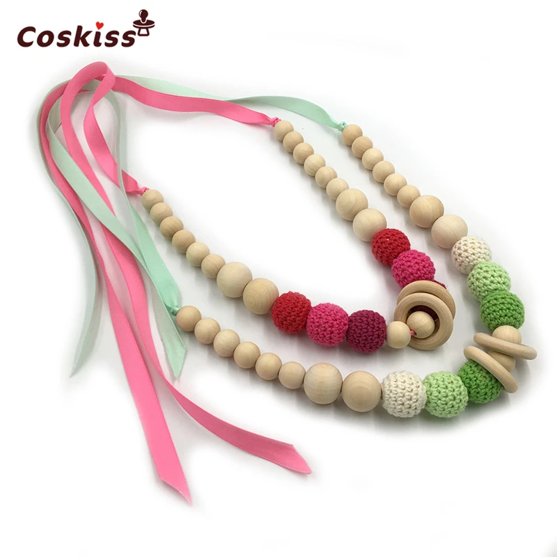 10 шт. ожерелье прорезыватель для зубов из натурального дерева|baby teether|necklace