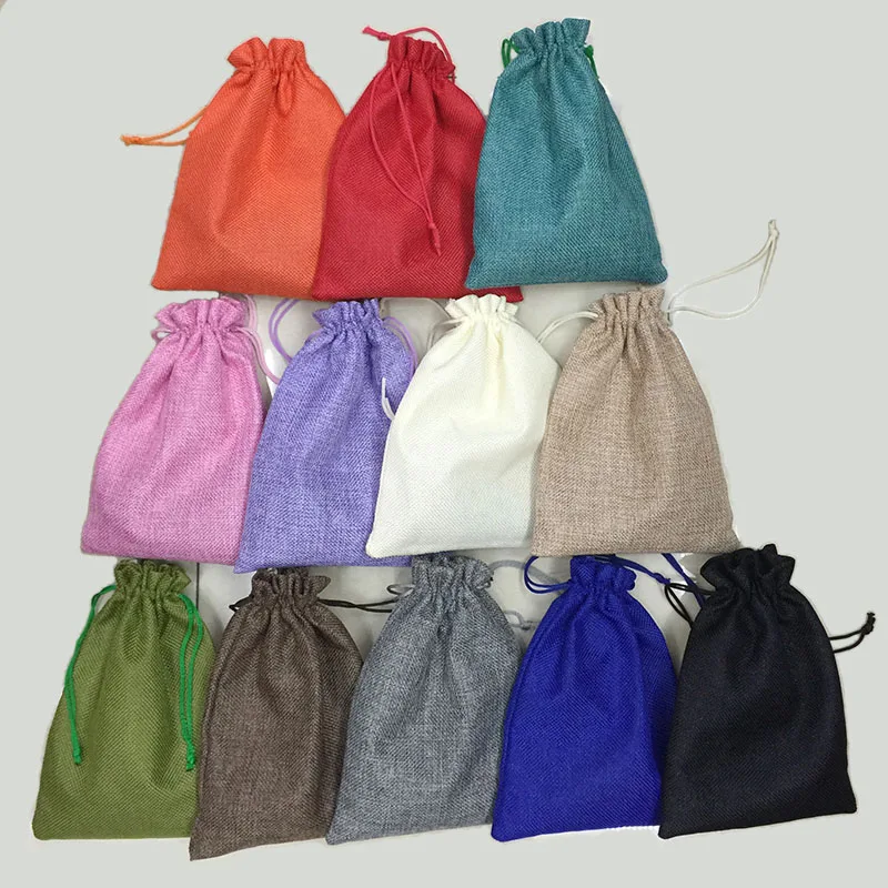 RE 7*9cm 50pcs/lot Handmade Jute Drawstring Burlap Wedding Party Christmas Gift Jewelry Pouches Packaging Bags | Украшения и