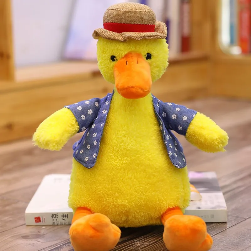 Популярные утка кукла прекрасный соломенная шляпа маленькие милые животные