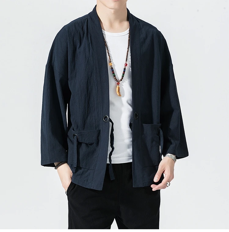 Sinicism Store Мужская Солнцезащитная одежда кимоно повседневные куртки Мужская японская куртка китайский стиль Летняя мужская открытая стежка