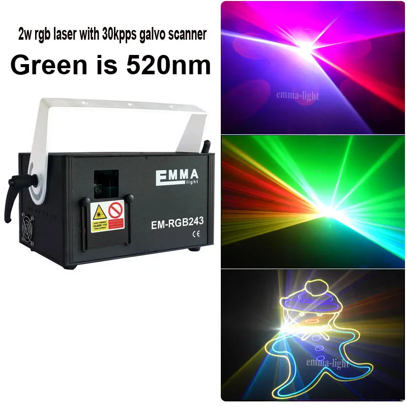 Новые RGB ILDA сценические диджейские Лазерные Лампы многоцветные 1,2 Вт анимация RGB Эмма лазерный свет, лазерный текст свет, лазерные огни - Цвет: 2W rgb 30k(520 green