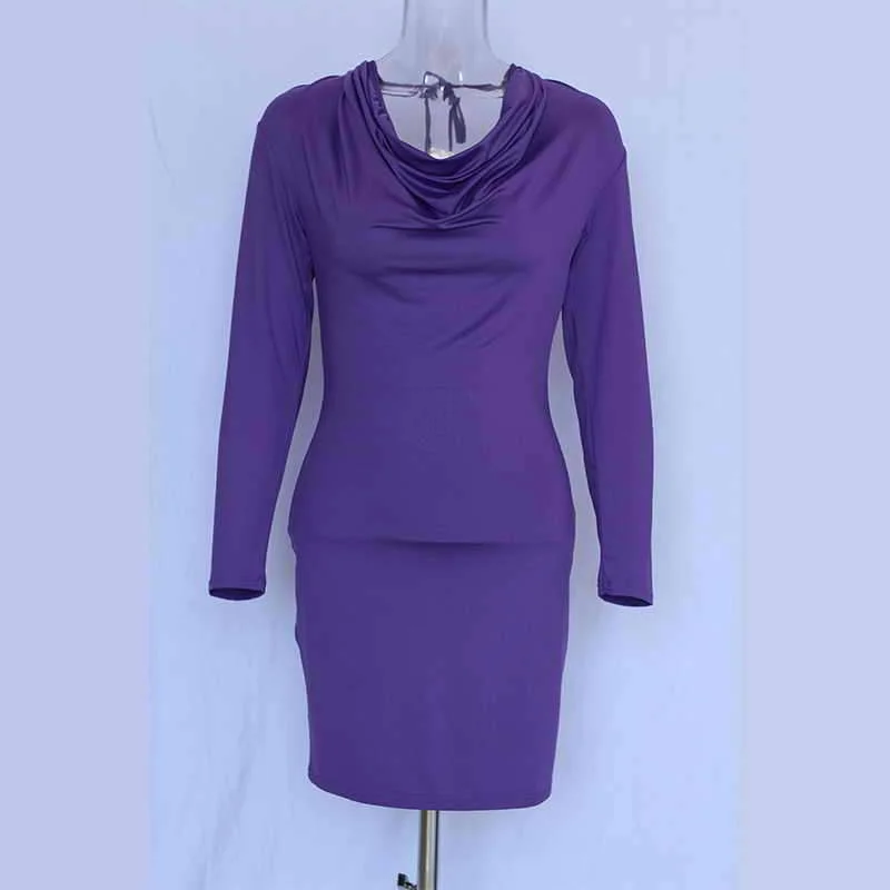 Фиолетовое короткое сексуальное Клубное платье с оборками и вырезами сзади