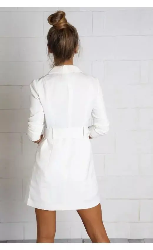 2017 новая мода ПР ремень длинный костюм Блейзер Femme осень прохладный тонкий белый