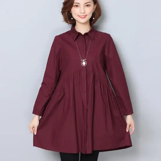 2018 осенние женские блузки свободная длинная рубашка женская плюс размер 5XL