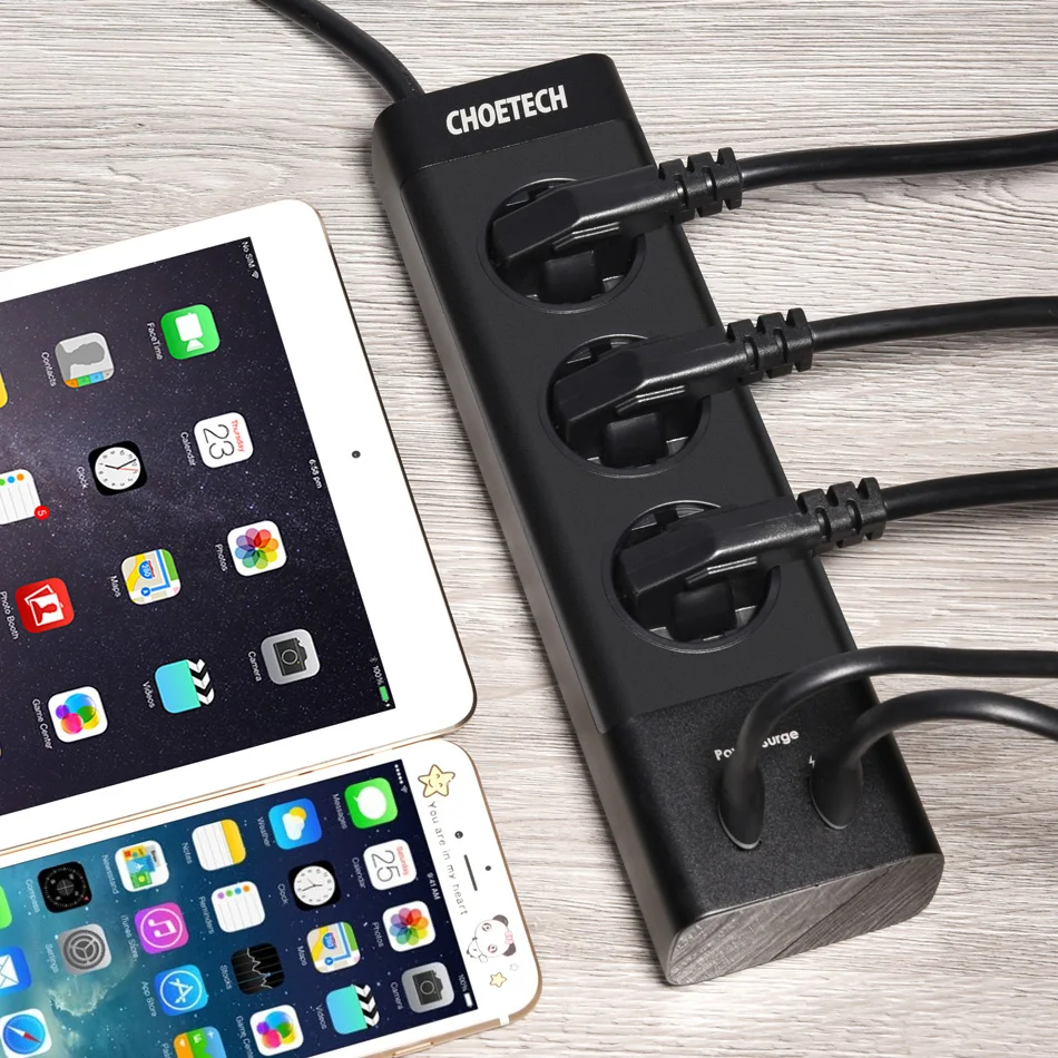 CHOETECH Smart USB power Strip розетка 17 Вт домашний офис Великобритания США ЕС вилка зарядное