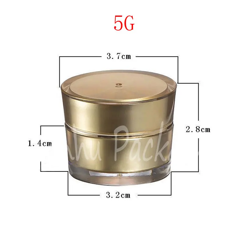 5G Gold/Silver Plastic Cream Bottle, 5CC Empty Cosmetic Container, Eye Cream/Mask Travel Packaging Sample Bottle (50 PC/Lot)