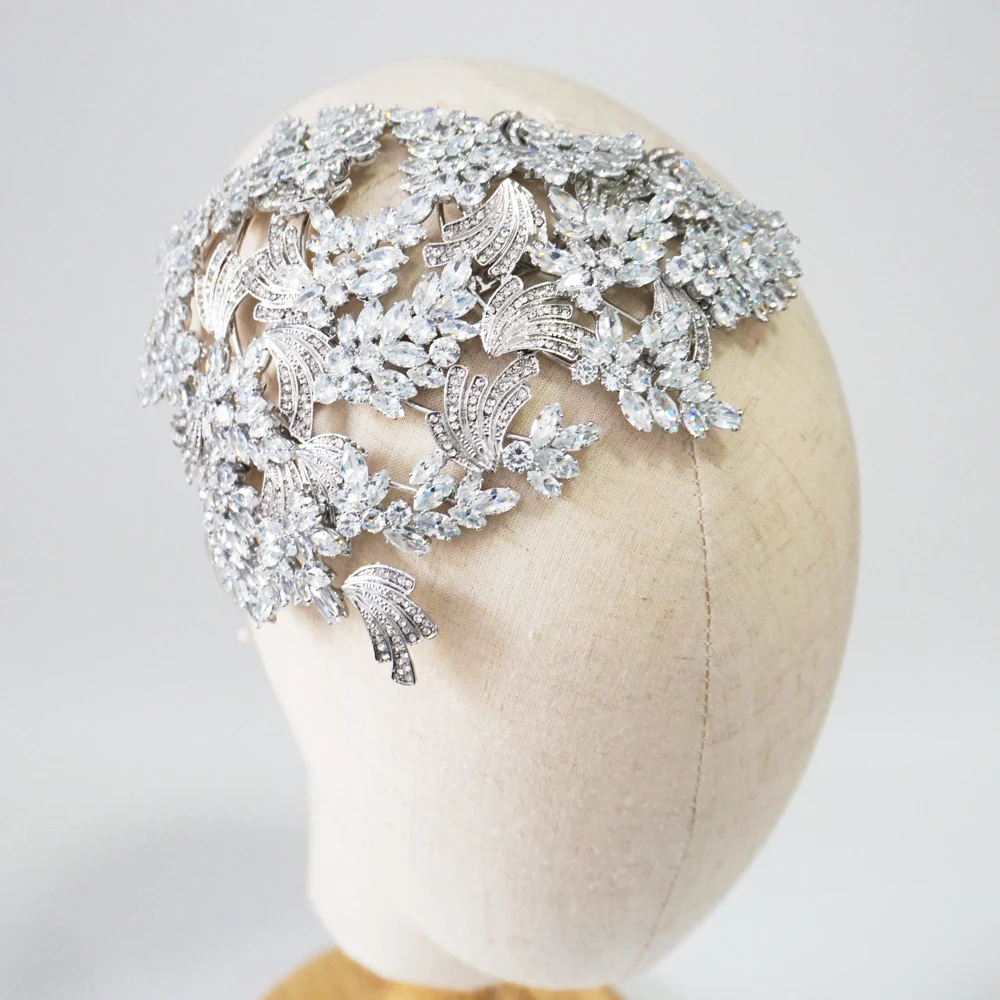 Роскошная свадебная диадема с кристаллами по бокам акцент Свадебная повязка