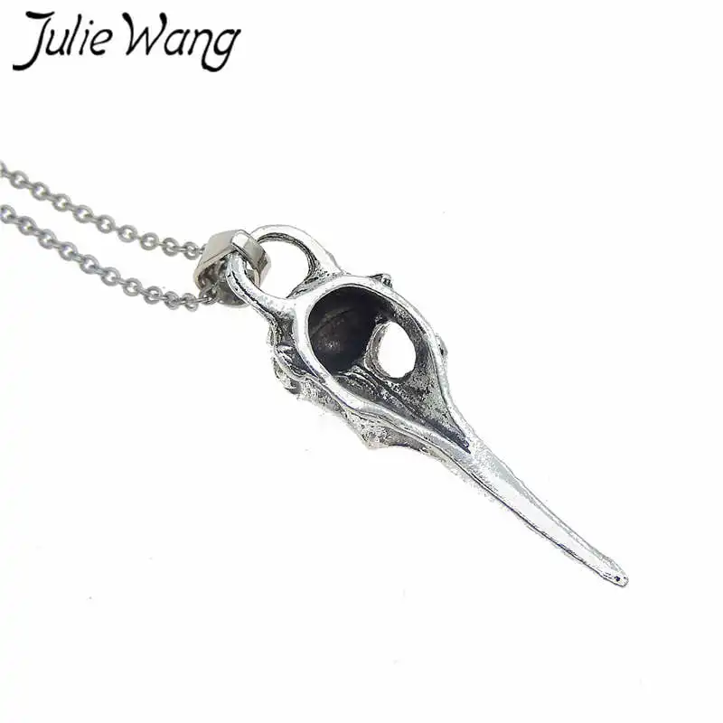 Julie Wang сплав Ворон птица клюв Череп Ожерелье Подвески серьги Ювелирные наборы