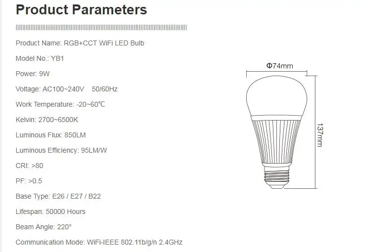 mi светильник 9 Вт RGB+ CCT Wifi Светодиодная лампа умный светодиодный светильник приложение для телефона Amazon Alexa Голосовое управление dimbare 2700 K-6500 K AC100-240V