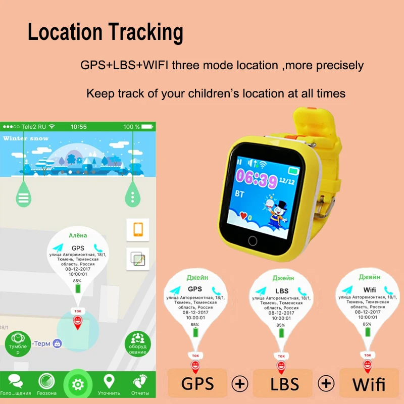 Q100 gps smart watch для детей с сим карта Wi Fi сенсорный Q750 SOS устройство определения