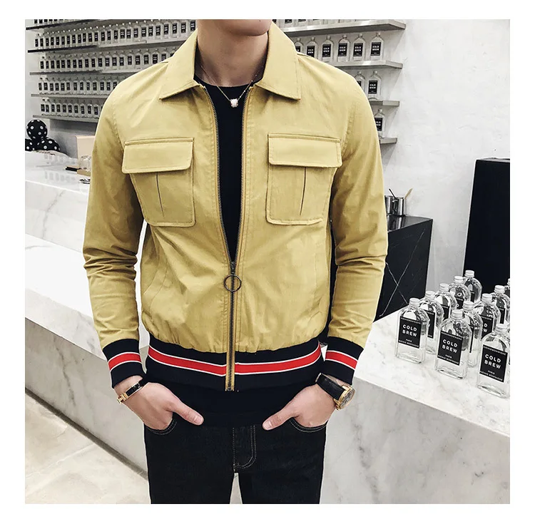 3 цвета отложной воротник куртка для мужчин Slim Fit Мужская Jaqueta Masculino желтая белая