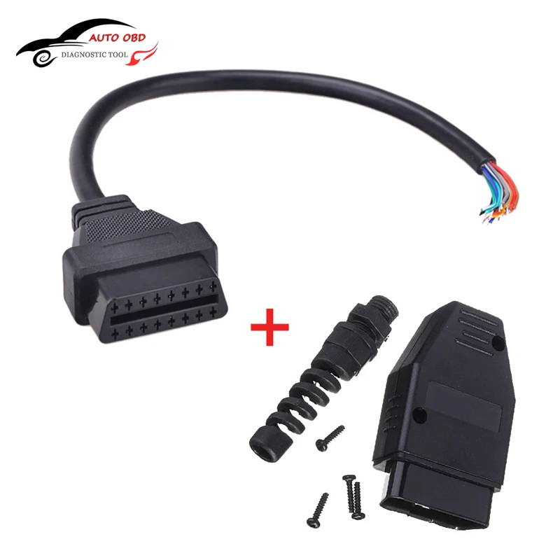Универсальный OBD2 (M + F) штекер 16 контактный разъем с открытым удлинителем кабель в