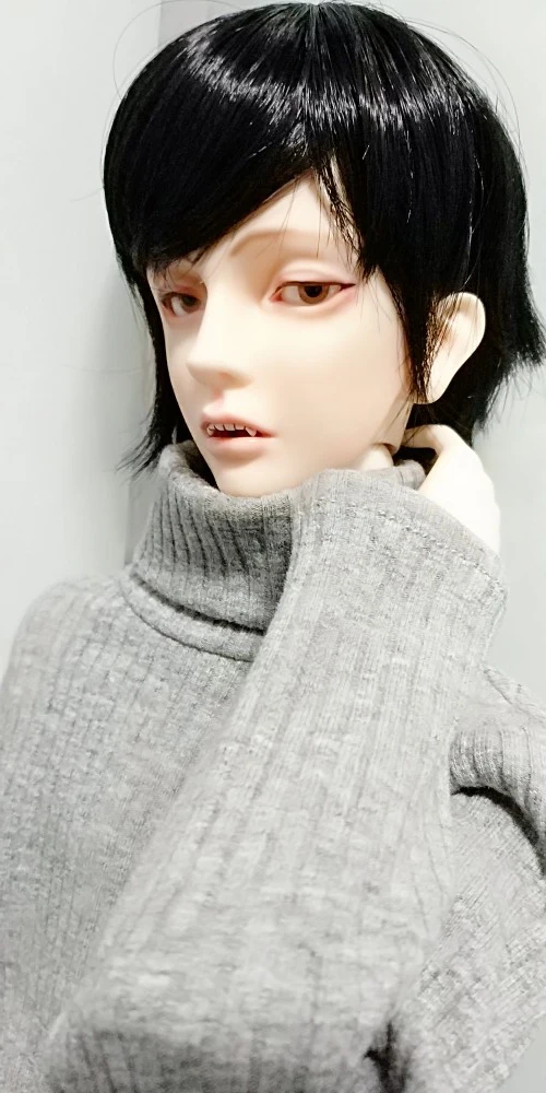 

D01-P470 children handmade toy 1/3 Doll Accessories BJD/SD/MDD doll wig Rock anti-warping black short hair 1pcs