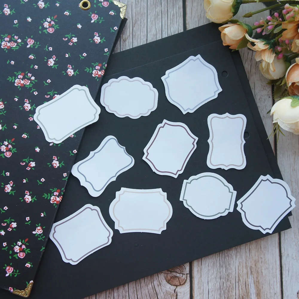 

48pcs Deep Color Frame Design Sticker Can Write As Gift Tag Christmas Gift Decoration Scrapbooking DIY Sticker
